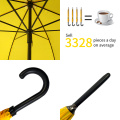 46inch customized full prints black metal shaft yellow china wholesale made manual straight cheap advertising logo umbrella